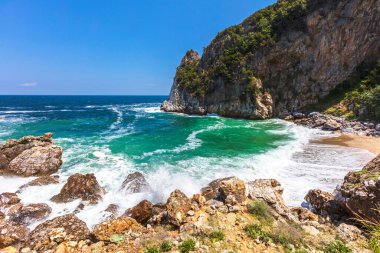 Tsagkarada, Pelion, Yunanistan - Temmuz 2021: Fakistra Plajı