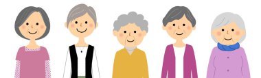 Grandmas lined up side by side/It is an illustration of grandmas lined up side by side. clipart