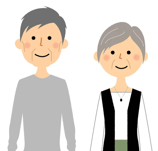 Feliz Pareja Ancianos Una Ilustración Una Feliz Pareja Ancianos — Vector de stock