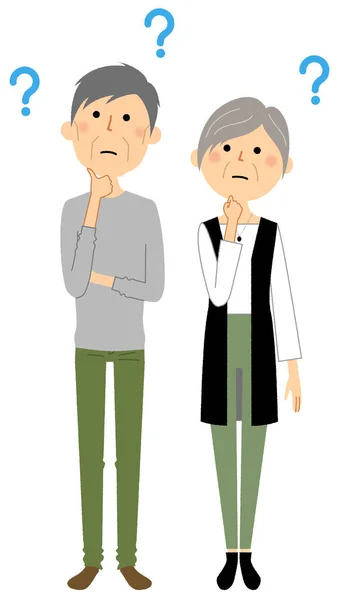 Merak Eden Yaşlı Bir Çift Merak Eden Yaşlı Bir Çiftin — Stok Vektör