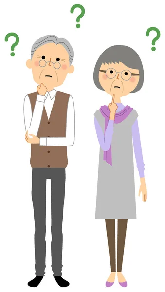 Elderly Couple Wondering Illustration Elderly Couple Who Wonders — Stock Vector