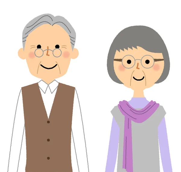 幸せなお年寄り夫婦 これは幸せなお年寄り夫婦のイラストです — ストックベクタ