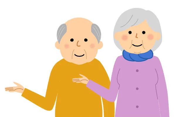 Yaşlı Bir Çiftin Açıklaması Yaşlı Bir Çiftin Açıklaması Var — Stok Vektör