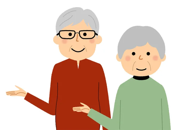 説明するお年寄り夫婦 説明するお年寄り夫婦のイラストです — ストックベクタ