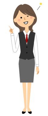 - Üniformalı bir kadın parmaklarını kaldırmış. - Üniformalı bir kadının resmi..