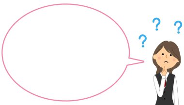 Boş mesaj balonu, Balon, üniformalı bir kadın şüpheleri olan üniformalı bir kadının balon çizimi..