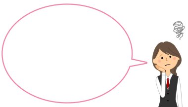 Boş mesaj balonu, Balon, üniformalı kadın başı dertte. Sorunlu üniformalı bir kadının balon resmi..