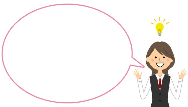 Prázdná Textová Bublina Balónek Žena Inspirativní Uniformě Jedná Balónovou Ilustraci — Stockový vektor