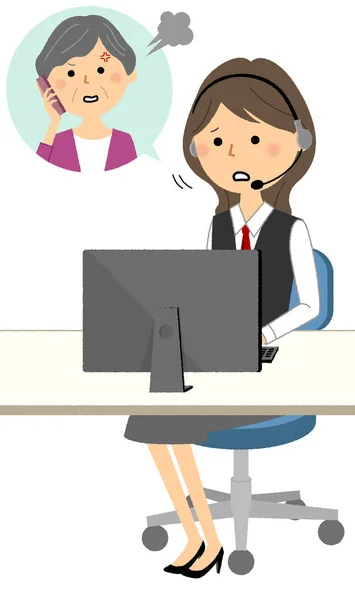 Call Center Woman Uniform Illustration Woman Talking Customer Call Center — Stock Vector