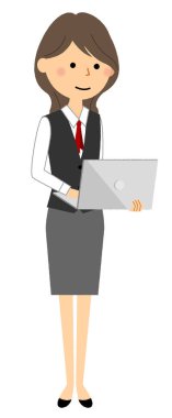 - Üniformalı bir kadın bilgisayar kullanıyor. - Üniformalı bir kadının resmi..