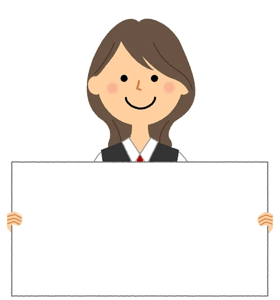 Femme Uniforme Avec Tableau Blanc Est Une Illustration Une Femme — Image vectorielle