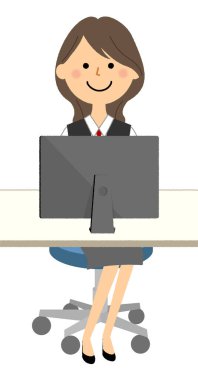 Bilgisayarlı ve üniformalı bir kadın. Bilgisayar ve üniformalı bir kadının resmi..