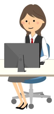 - Üniformalı bir kadın bilgisayar kullanıyor. - Üniformalı bir kadının resmi..