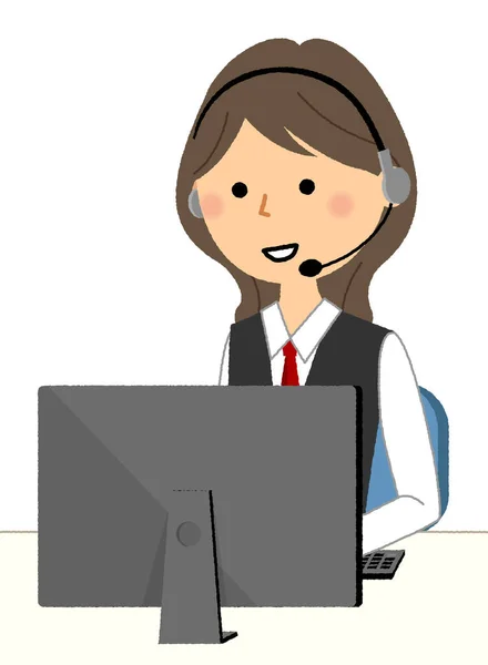 Call Center Woman Uniform Illustration Woman Call Center — Stock Vector