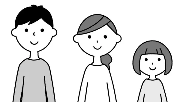 Rodzina Trojga Jest Ilustracja Rodziny Trojga Bliskich Przyjaciół — Wektor stockowy
