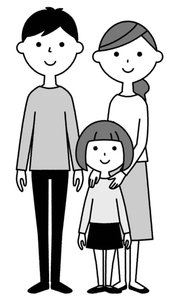 Family Three Illustration Family Three Who Close Friends — Stock Vector