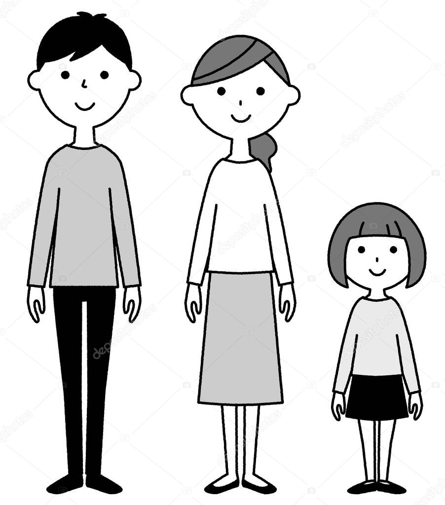 A family of three/It is an illustration of a family of three who are close friends.
