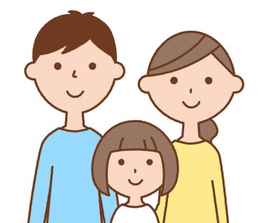 Üç kişilik bir aile. Üç kişilik iyi bir ailenin resmi..