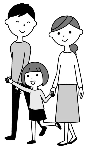 Good Family Take Walk Illustration Family Three Taking Walk — Stock Vector