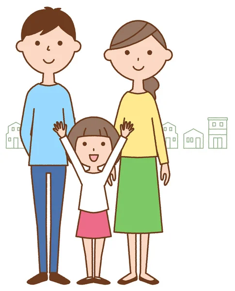 Rodzina Trzech Jest Ilustracja Dobrej Rodziny Trzech — Wektor stockowy