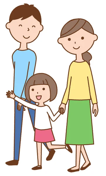 Good Family Take Walk Illustration Family Three Taking Walk — Stock Vector