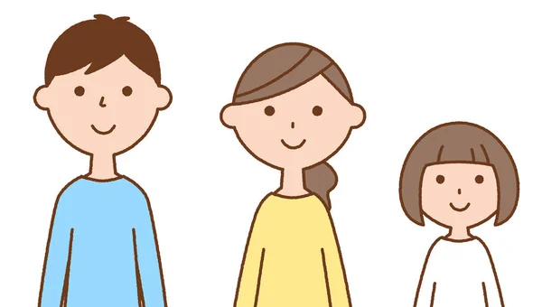 Uma Família Três Uma Ilustração Uma Boa Família Três —  Vetores de Stock
