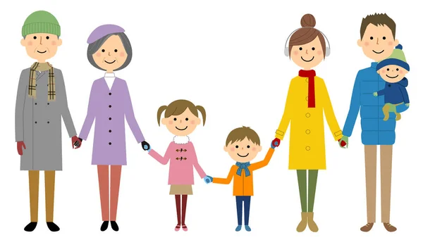 Lovely Family Holding Hands Illustration Lovely Family Holding Hands — Stock Vector