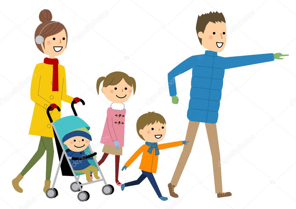 Nice family to go out/It is an illustration of a wonderful family going out.