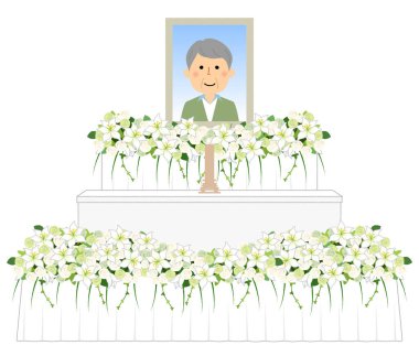 Cenaze sunağı. Bir cenazenin resmi..