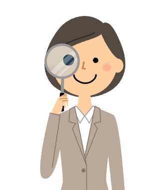 - Takım elbiseli kadın büyüteçten bakıyor. - Takım elbiseli bir kadının büyüteçten baktığı bir resim..