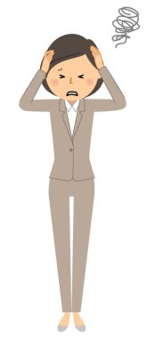 - Başını tutan takım elbiseli bir kadın. - Başını tutan takım elbiseli bir kadının resmi..