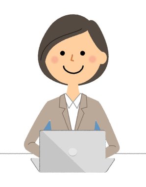 Takım elbiseli bir kadın bilgisayar kullanıyor. Bilgisayar kullanan takım elbiseli bir kadının resmi..