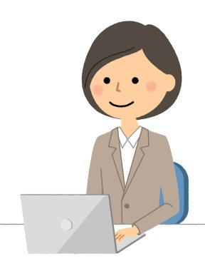 Takım elbiseli bir kadın bilgisayar kullanıyor. Bilgisayar kullanan takım elbiseli bir kadının resmi..