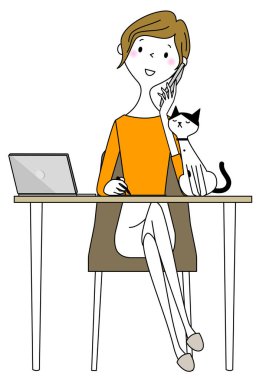 Uzaktan çalışma sırasında iş kadını. Uzaktan çalışma sırasında bir iş kadınının resmi..