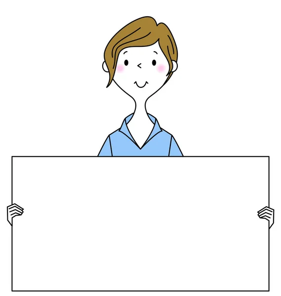 Zakelijke Vrouw Met Whiteboard Het Een Illustratie Van Een Zakenvrouw — Stockvector