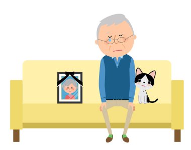 Yaşlı adam, ortağımın portresi. Partnerini kaybeden yaşlı bir adamın resmi..