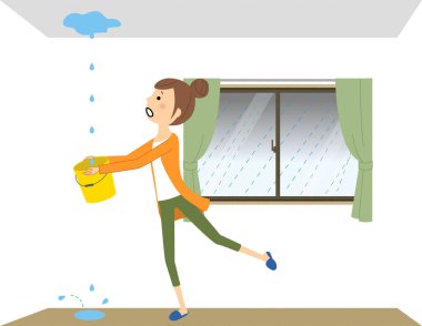 - Tavandan sızan bir oda. - Tavandan sızan bir odanın resmi..