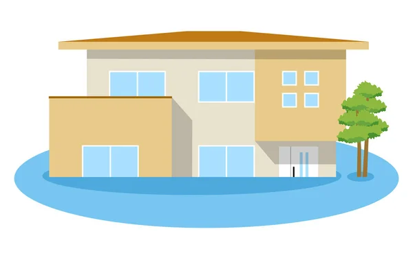 House Flooded Illustration Flooded House — Stock Vector