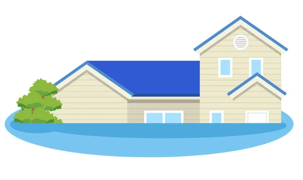 Dům Který Zaplavený Toto Ilustrace Zaplaveného Domu — Stockový vektor
