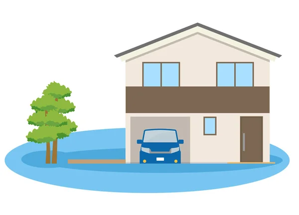 Une Maison Inondée Voici Une Illustration Une Maison Inondée — Image vectorielle