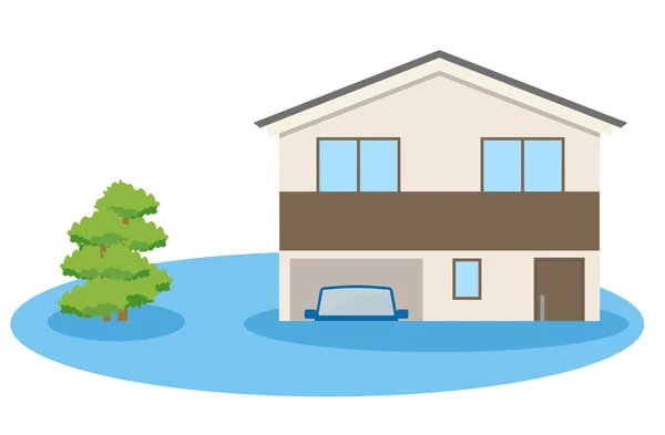 Une Maison Inondée Voici Une Illustration Une Maison Inondée — Image vectorielle