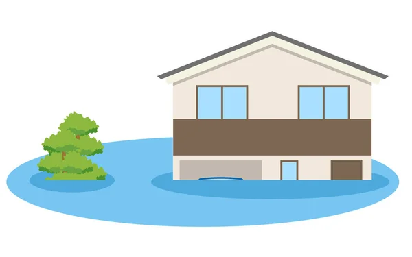 House Flooded Illustration Flooded House — Stock Vector