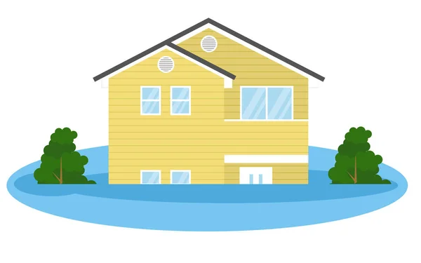 House Flooded Illustration Flooded House — Stock Vector