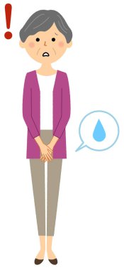 - İdrarını tutamayan yaşlı bir kadın. - İdrarını tutamayan yaşlı bir kadının resmi..