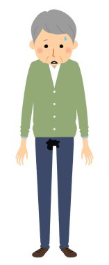 - İdrarını tutamayan yaşlı bir adam. - İdrarını tutamayan yaşlı bir adamın resmi..