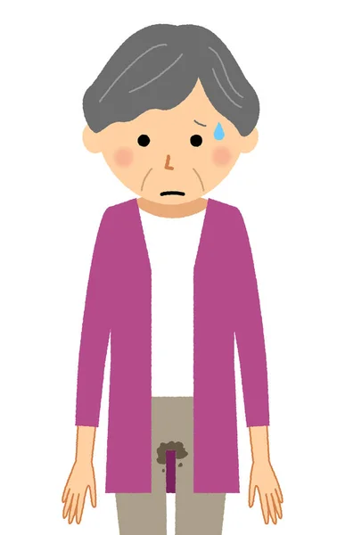 尿失禁老年妇女 这是一个老年妇女尿失禁的例证 — 图库矢量图片