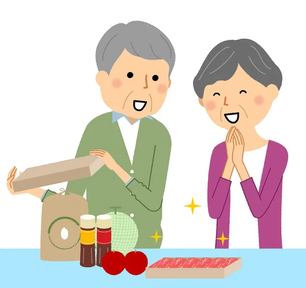Elderly Couple Who Pleased Return Hometown Tax Payment Illustration Elderly — Stock Vector