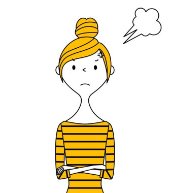 Genç kadın, anne, Öfke / Öfkeli genç bir kadının tasviri.