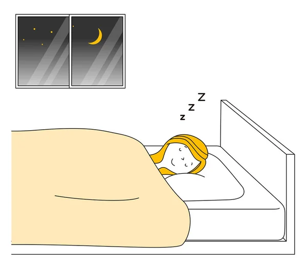 Young Woman Mama Deep Sleep Illustration Young Woman Getting Deep — Stock Vector