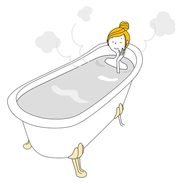 Young Woman Bath Time Illustration Young Woman Taking Bath — Stock Vector